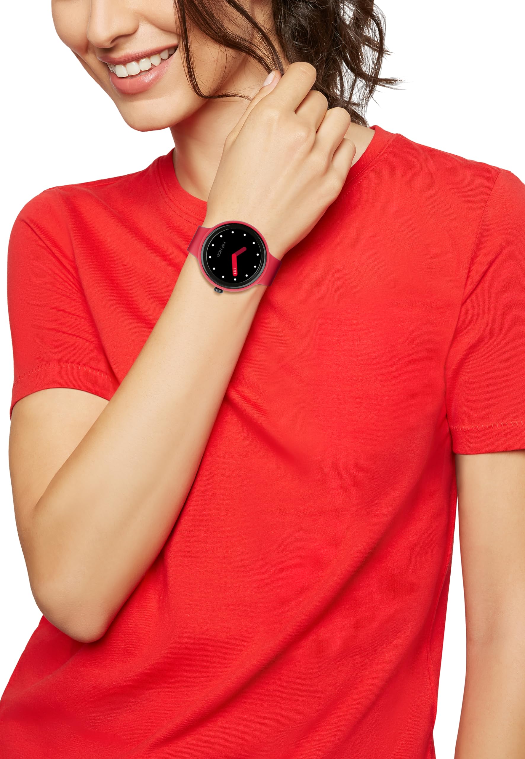 HIP HOP HWU1202 Damski HERO.NEXT Tarcza MONO-KOLOROWA CZARNY mechanizm SMARTWATCH SMARTWATCH i CZERWONY SILIKONOWY PASEK, NIEBIESKI HWU1202