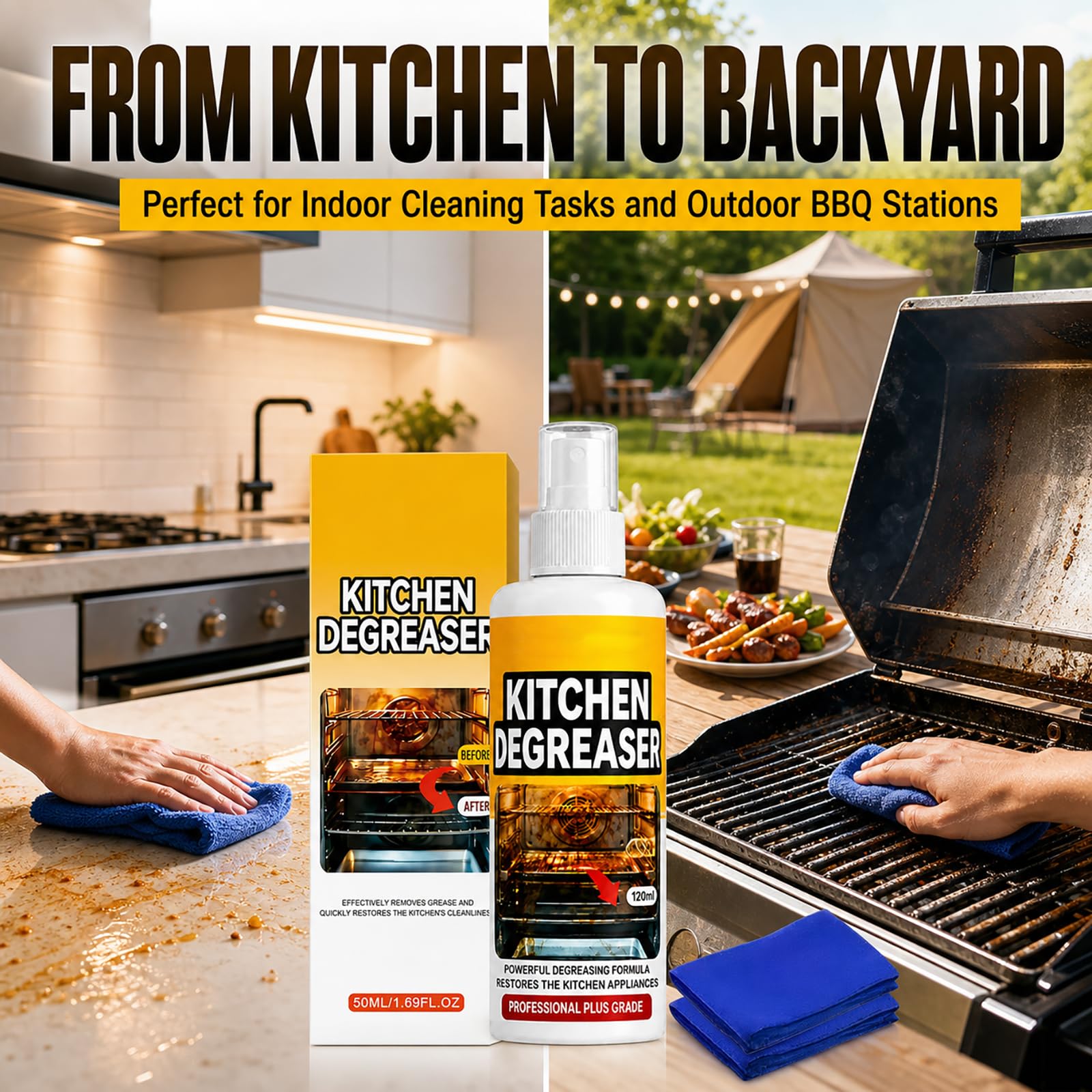 Grill Degreaser Spray Heavy Duty Cleaner For Outdoor Grills (3 Pcs) | Cuts Through Tough Grease And Residue For Grills, Smokers, And Outdoor Cooking Areas