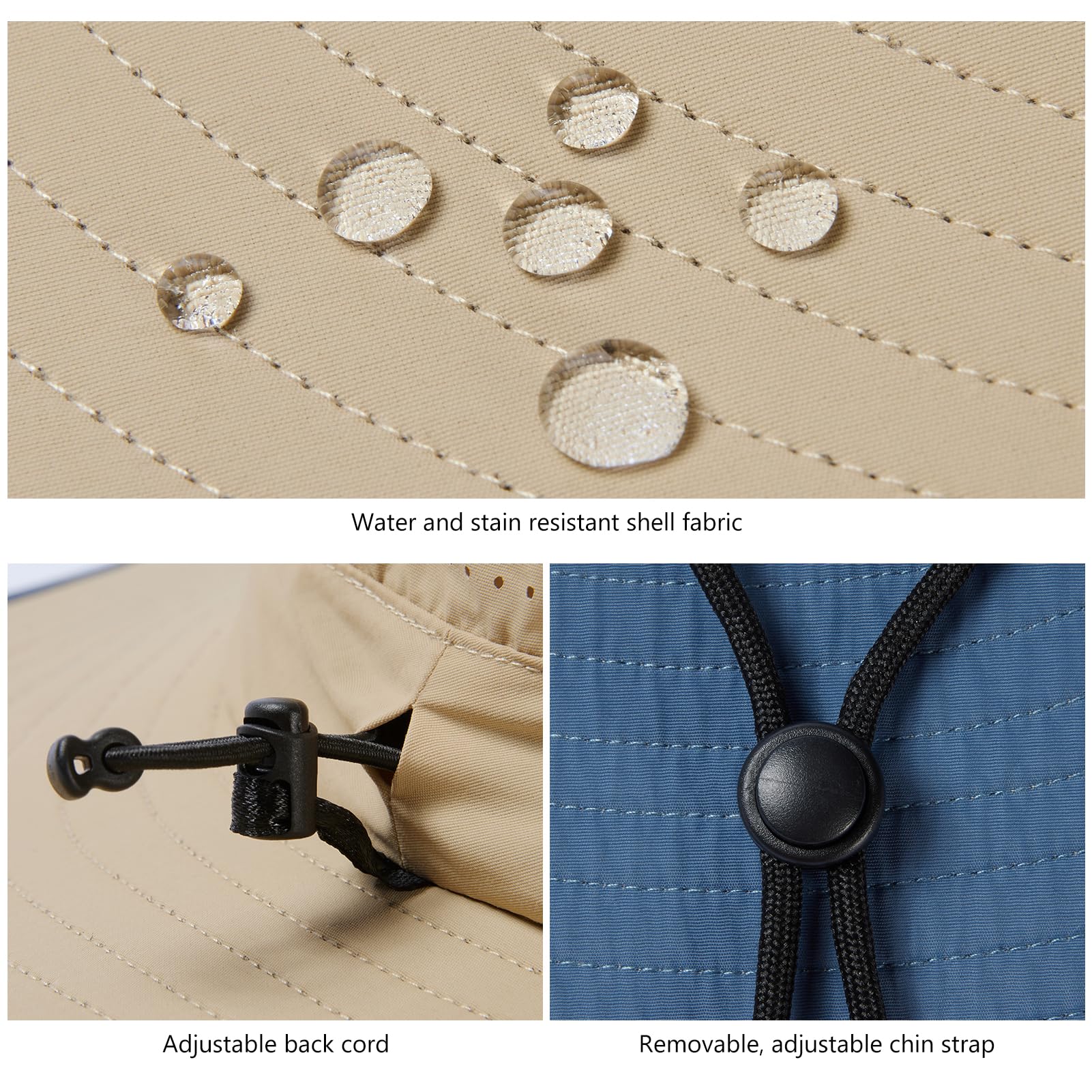 Sombrero plegable UPF 50+ resistente al agua con malla perforada láser ajustable para hombres y mujeres al aire libre