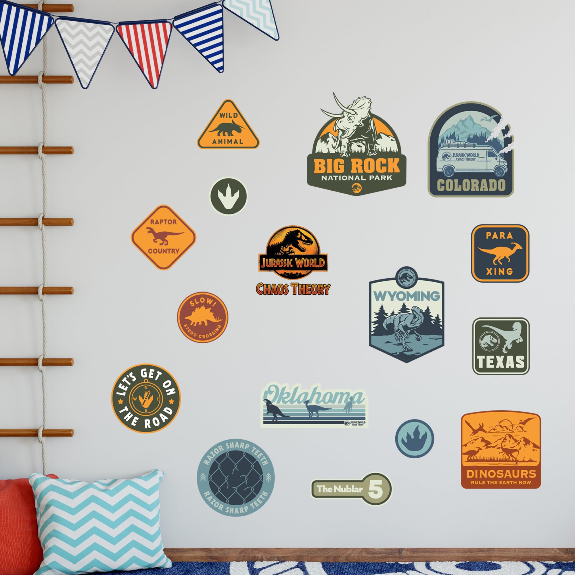 Jurassic Chaos Theory Wall Sticker - Icons Set Wall Art (60cm Width x 30cm Height)