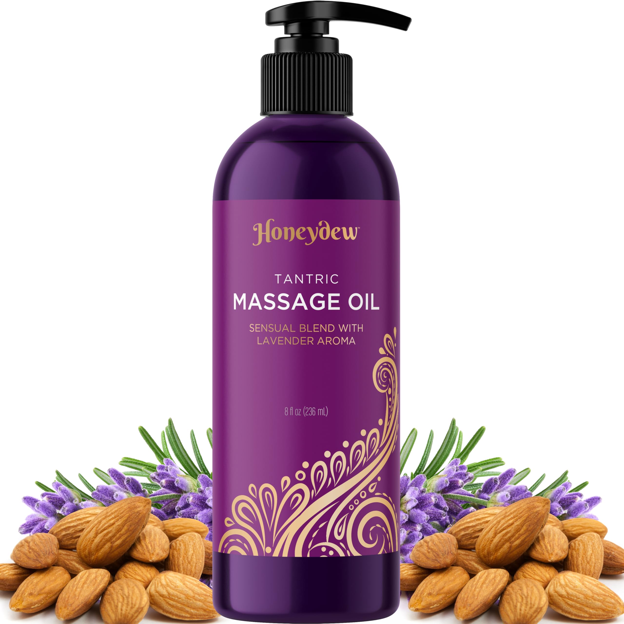 Lavender Massage Oil for Couples Relaxation - Non Greasy Non Staining Irresistibly Silky Full Body Massage Oil for Massage Therapy with Lavender Essential Oil - Therapeutic Grade Non GMO and Vegan