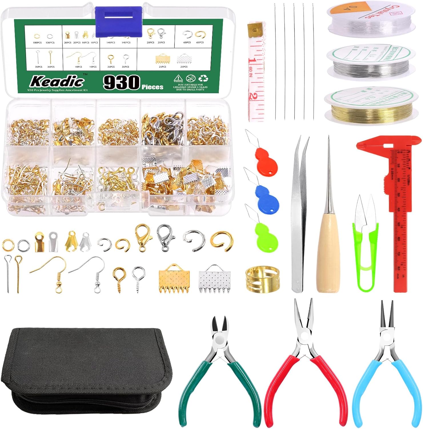 Keadic 950Pcs Jewelry Making Supplies Kit Includes Jewelry Wires, Eye