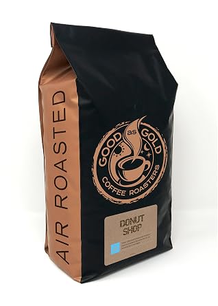 Donut Shop Blend Coffee, Light/Medium Roast, Whole Bean 5 Pound Bag - Good As Gold Coffee Roasters