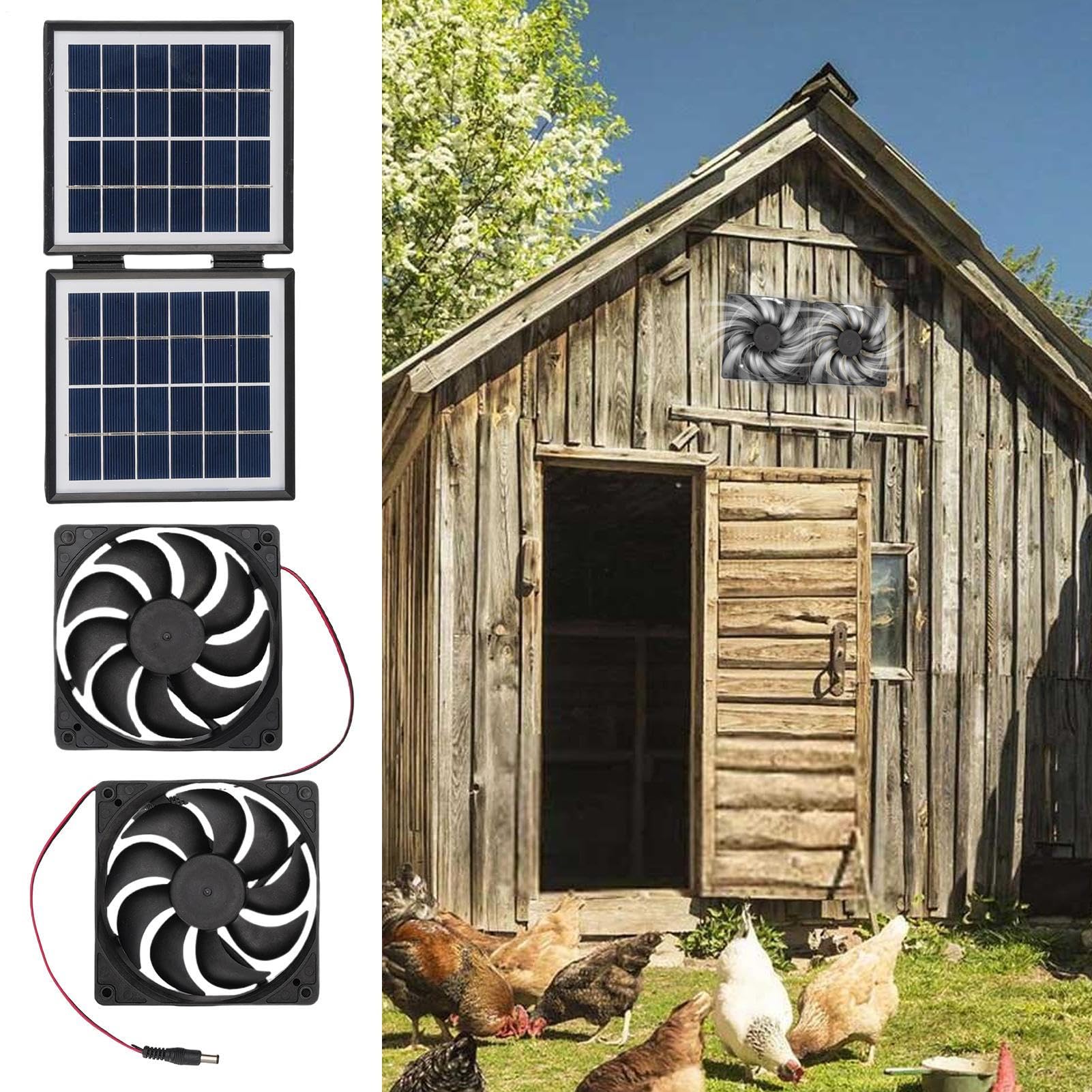 Ventilatore di scarico solare per capannone, ventilatore ad solare | Circolatore d'aria da 10 W, resistente all'acqua, ad alta velocità, per finestre, cortili, cucce per cani, serre, galline