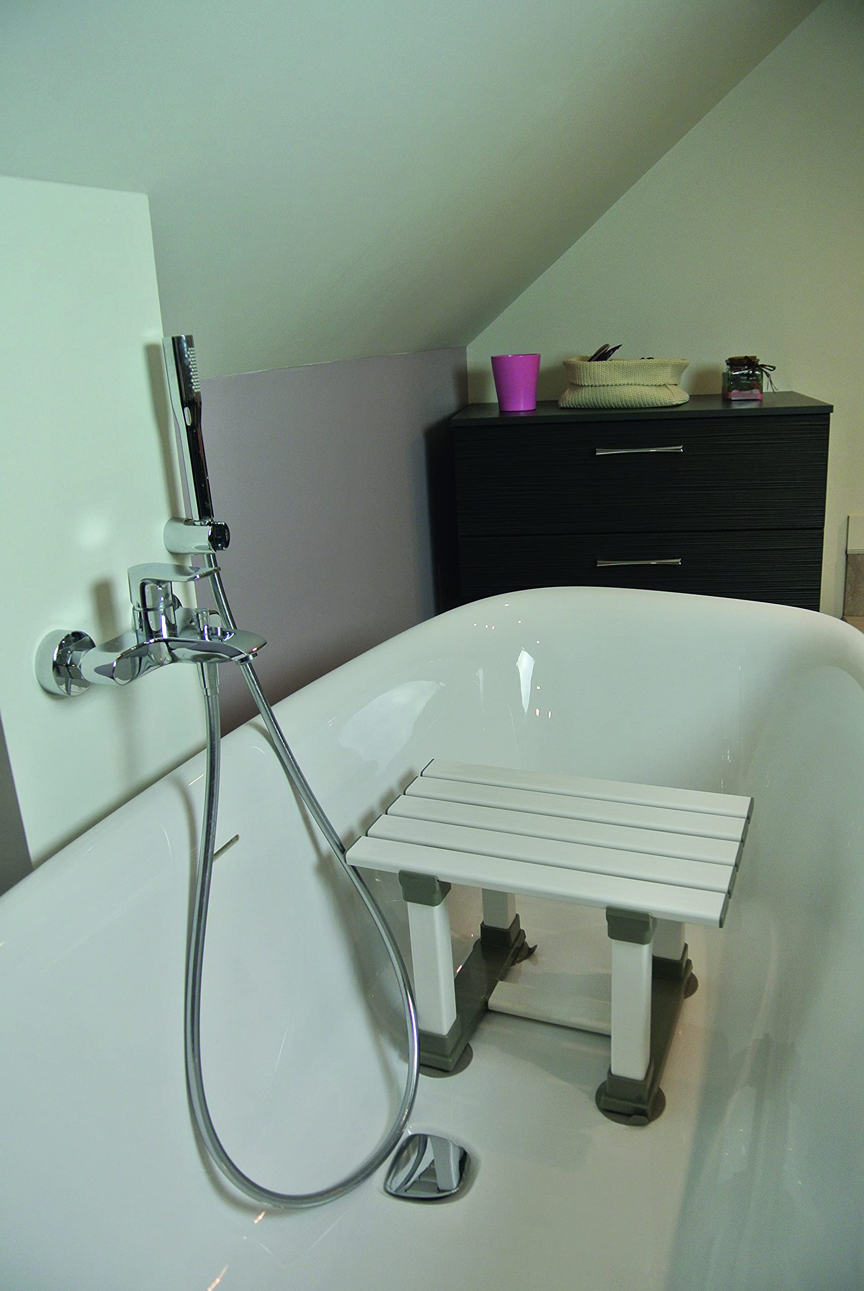 Taburete de ducha plegable, silla de ducha, asiento de ducha, asiento de baño con ventosa de 30 cm, amplias ventosas de fijación para bañera