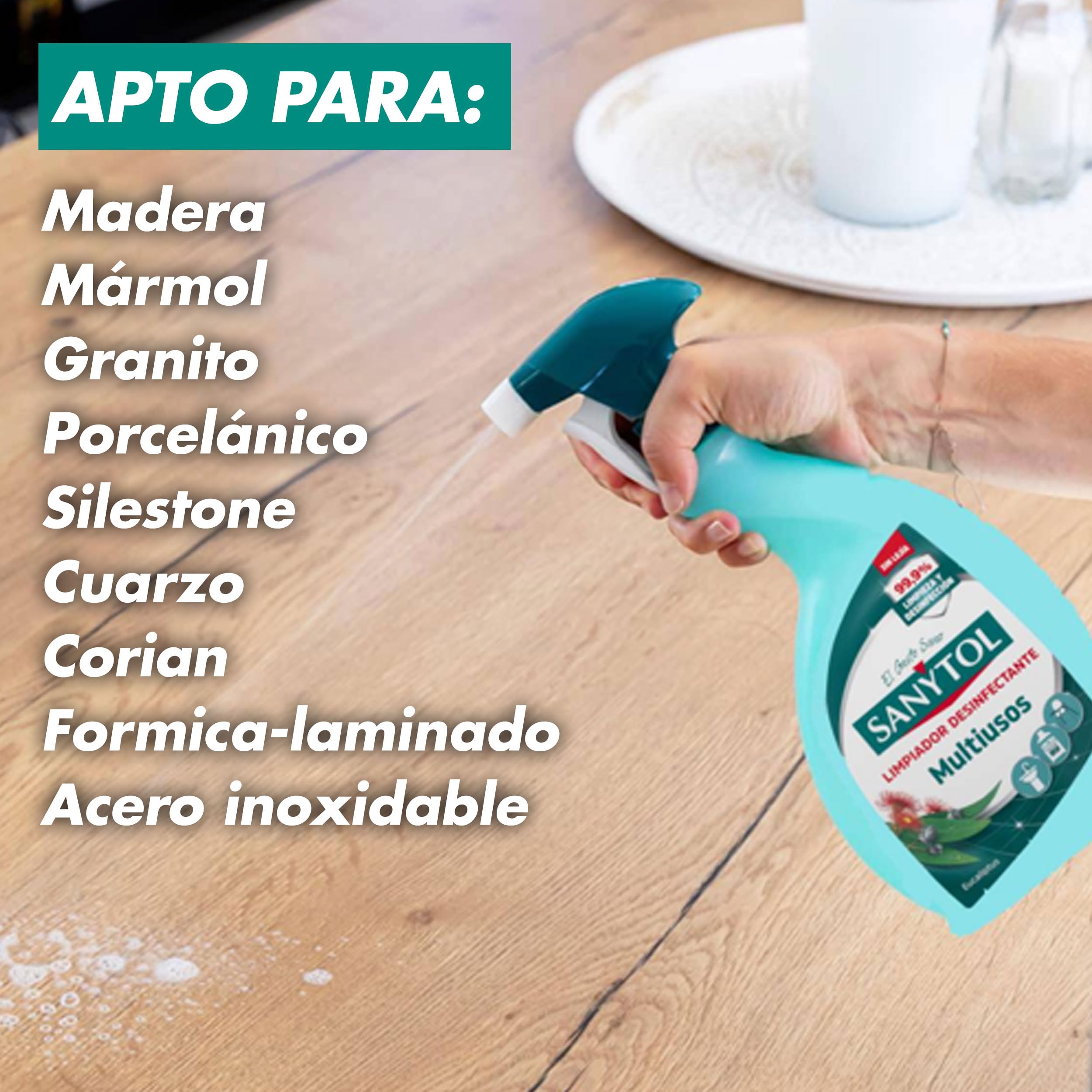 Sanytol - Recarga Limpiador Desinfectante Multiusos, Elimina el 99,9% de Gérmenes, Eficaz Contra Bacterias, Hongos y Virus, Sin Lejía, No Mancha Textiles, Reduce un 80% de Plástico - 750 ml