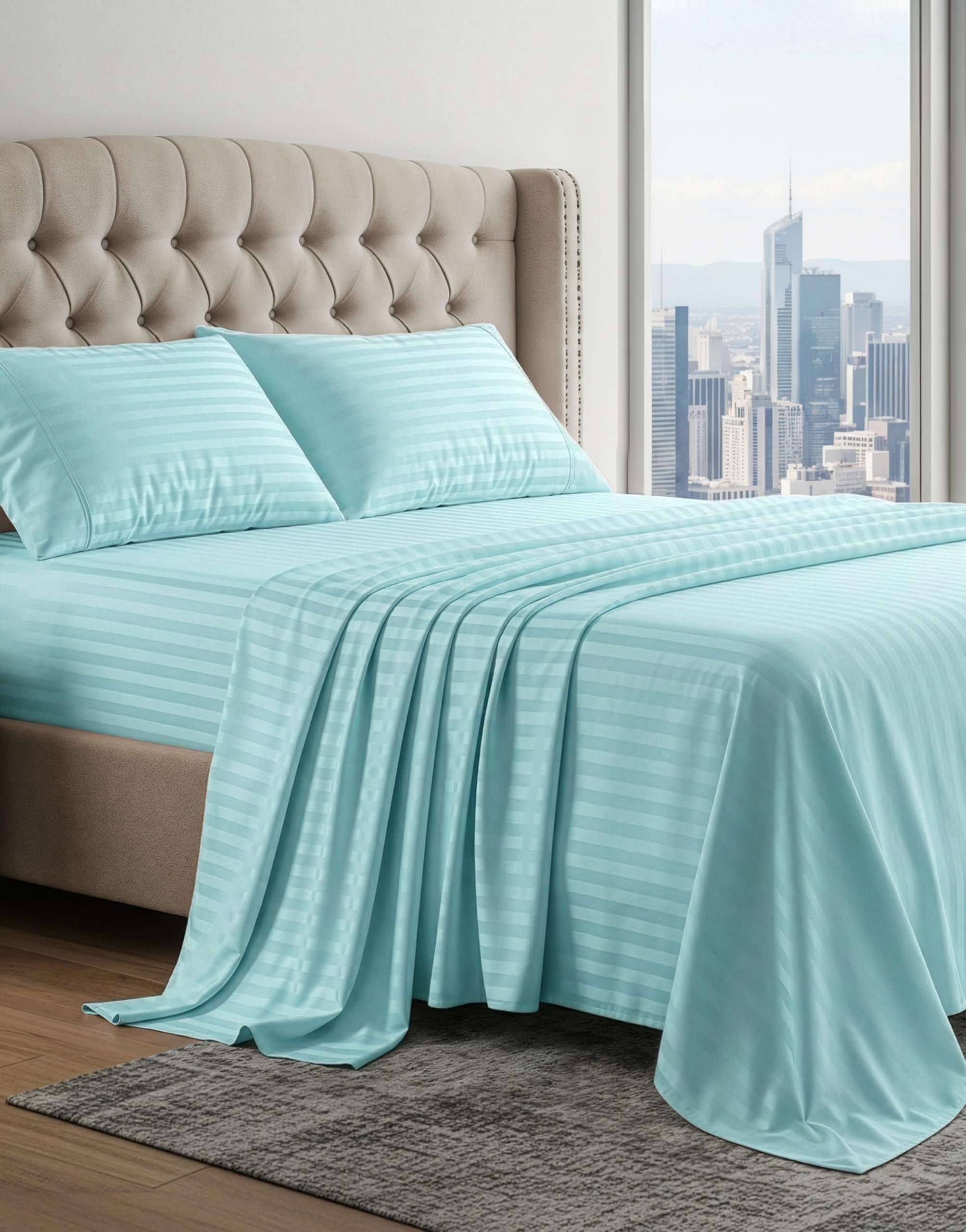 100% Egyptian Cotton Sheet Set Queen Size – Silky Sateen Weave Queen Sheet Set for Winter Sleep Comfort, 15" Snug Fit Deep Pocket, Breathable & Durable, Hotel-Quality Soft Luxury You Can Feel - Taupe — view 28