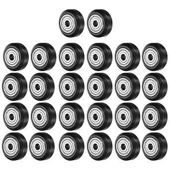 uxcell 26pcs 3D Printer POM Rollers, Solid High-Speed Gantry Wheels V Slot POM Pulley Wheel with 625ZZ Double Shield Bearing for 3D Printer, CNC Machine Black