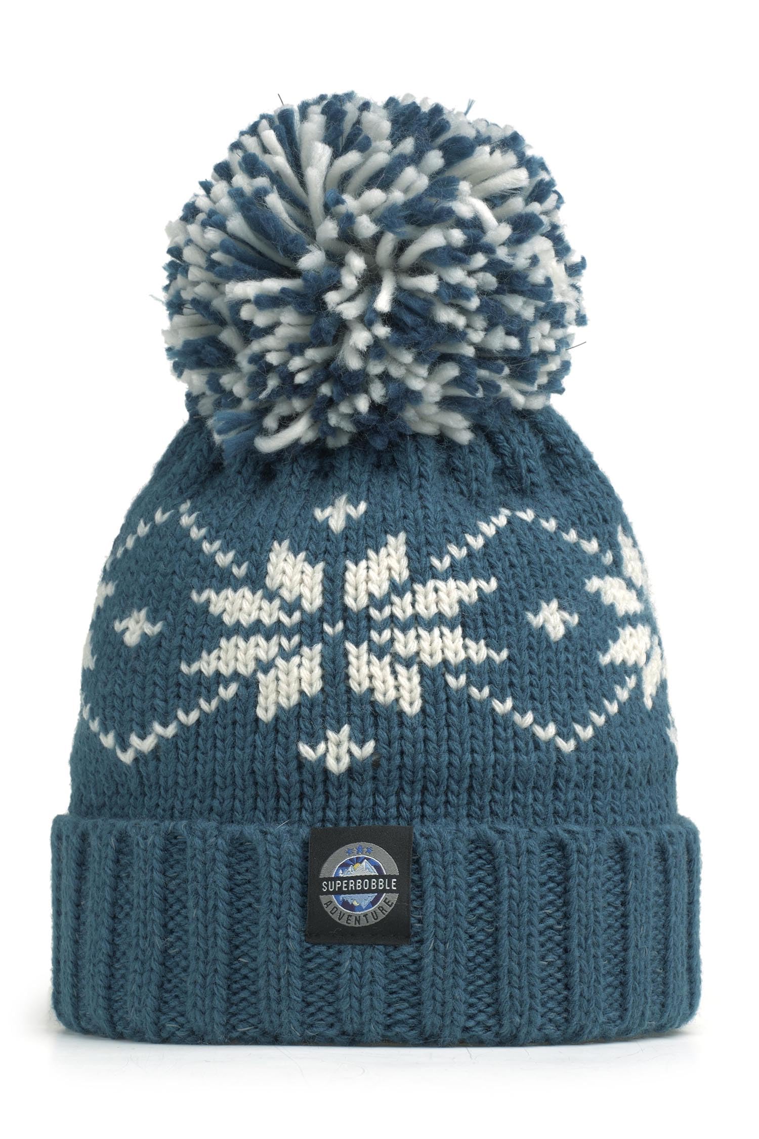 Superbobble Unisex Teal Reflective Nordic Knit Bobble Hat - Flora