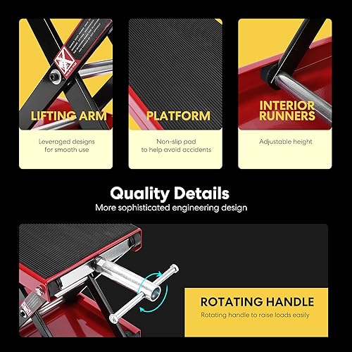 Miniatura 9 de VIVOHOME Gato hidráulico de la elevación de la motocicleta 1500 libras de capacidad con la motocicleta de acero ATV Scissor la elevación