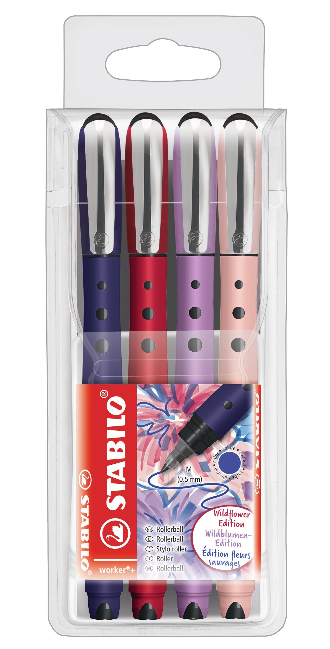 STABILO worker+ medium NatureCOLORS Wildflower 4er Etui – 4er Set Buntstifte im Etui