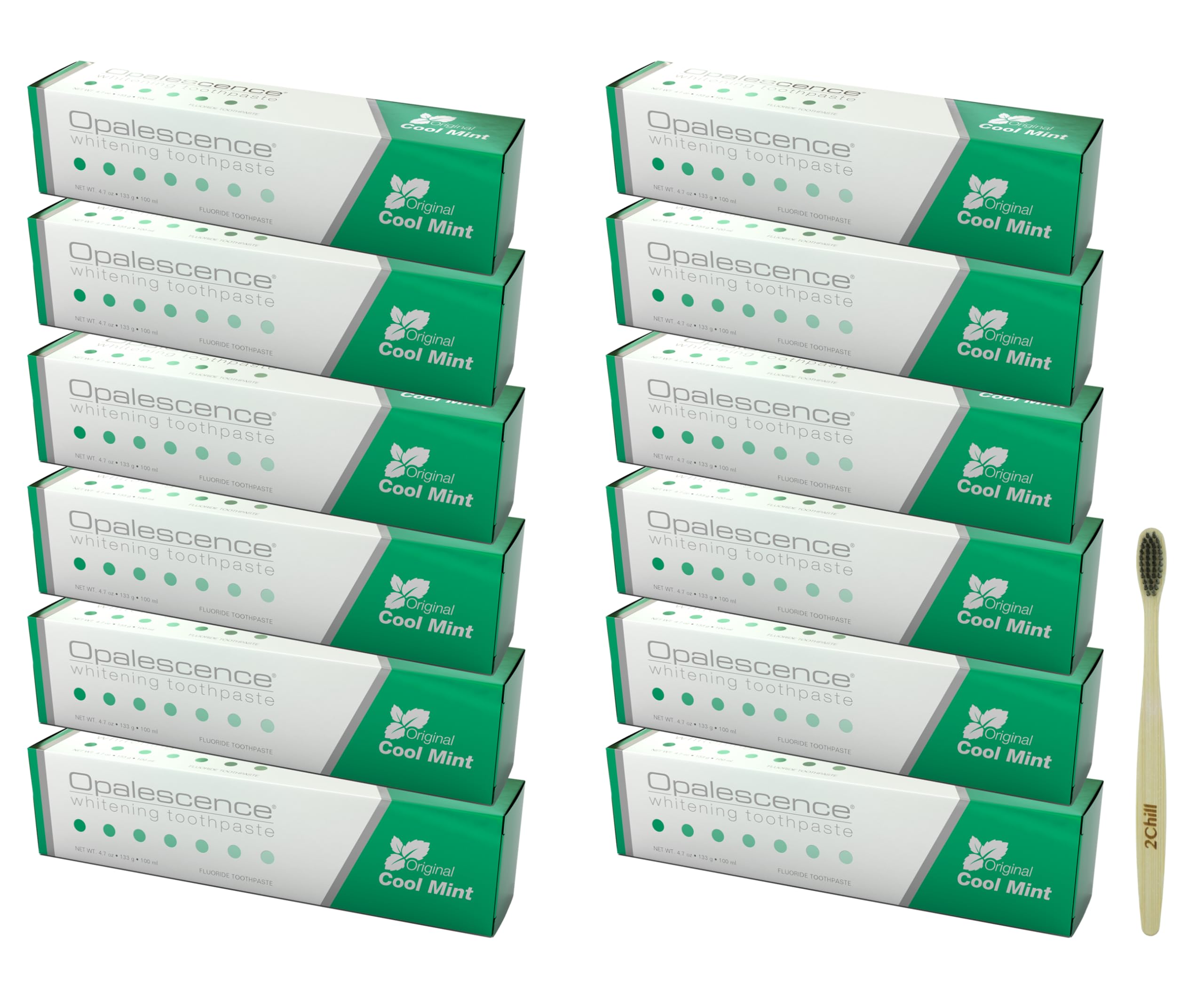 Opalescence Whitening Toothpaste Original Formula (Pack of 12) - Oral Care, Mint Flavor, Gluten Free - 4.7 Ounce. Includes Toothbrush- Developed by