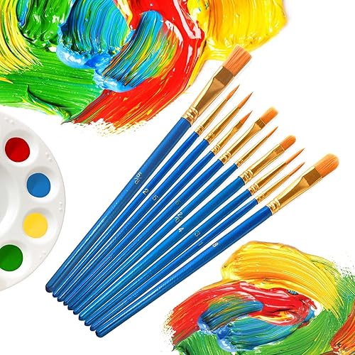 Miniatura 5 de Juego de 100 pinceles de pintura, 100 unidades, cepillos de pelo de nailon para óleo y acuarela, punta redonda pintada para artistas