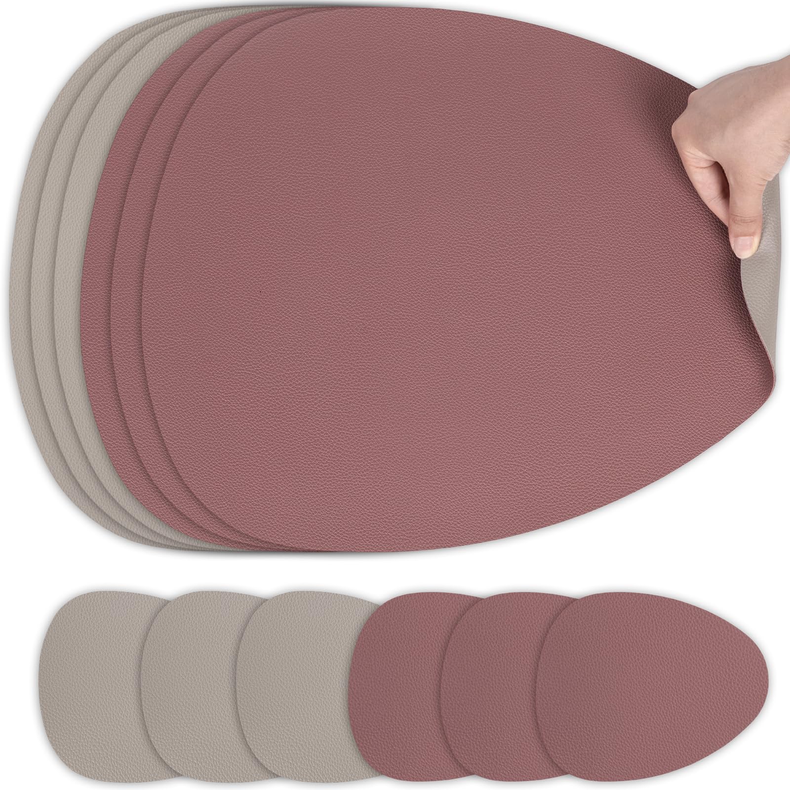 YIHELU Tischsets Abwaschbar und Untersetzer 6er Set, Platzsets Abwaschbar Doppelseitigen Kunstleder rutschfest & Einfache Reinigung, Platzdeckchen für Esszimmer