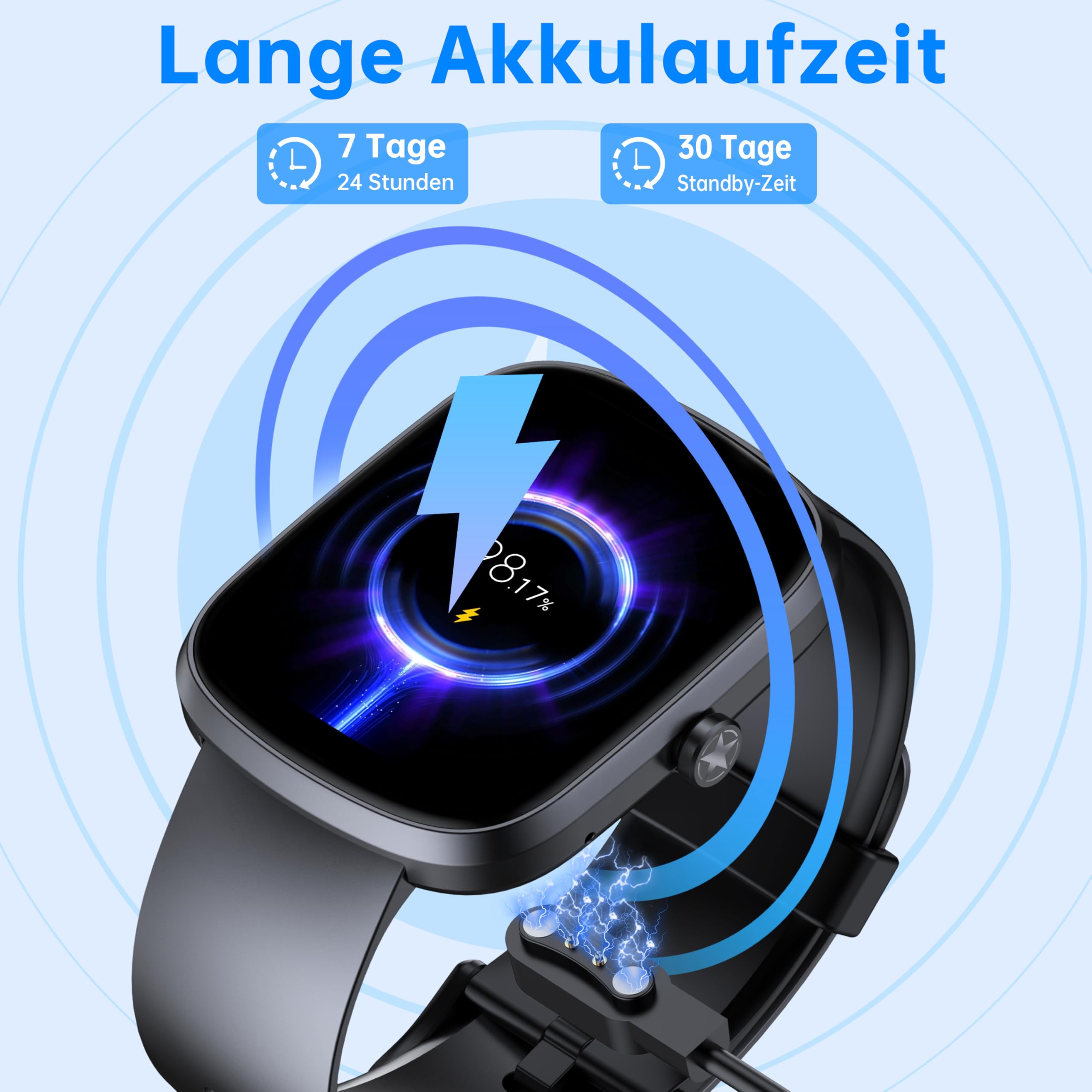 Smartwatch Herren Damen (Anruf Annehmen/Tätigen), 1.91" HD Touchscreen Smart Watch mit Herzfrequenz, 140+Sportmodi Fitnessuhr mit Schlafüberwachung/SpO2, IP68 Wasserdicht für iOS Android