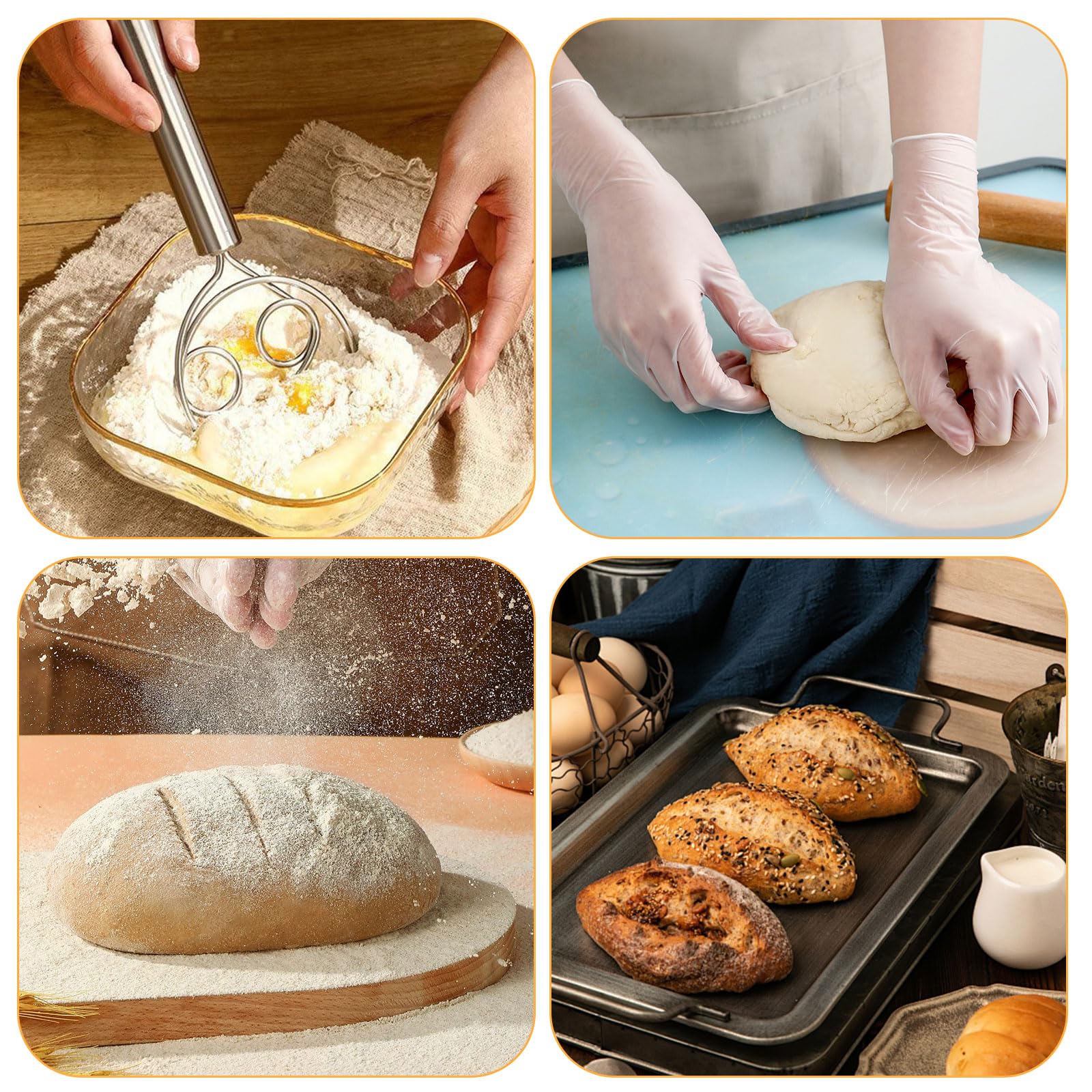 Frusta Per Impasto Danese In Acciaio Inox - 6.5 Pollici, Professionale, Per Pane E Pizza - Foto 8