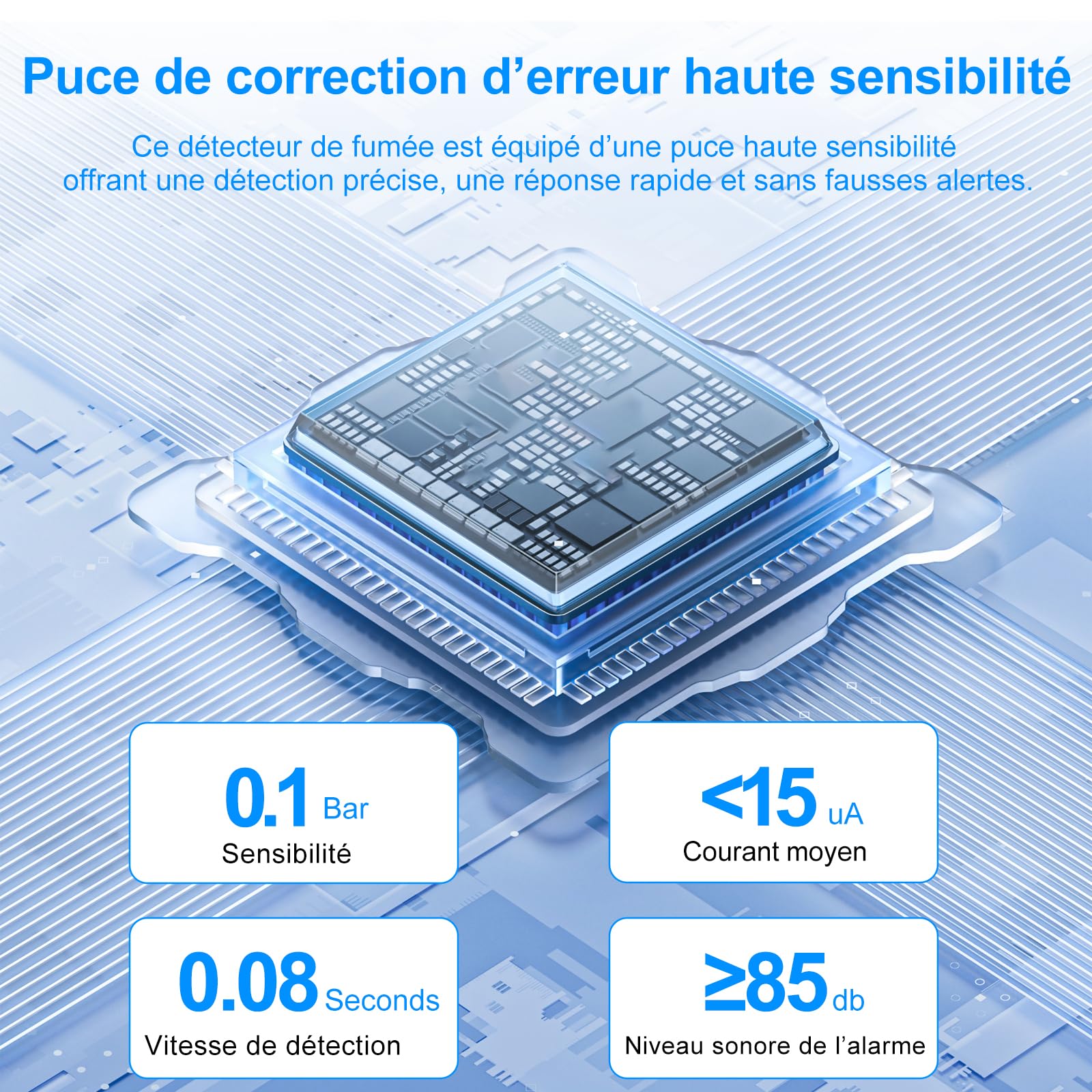XUK Lot de 2 Detecteur de Fumée – Alarme Incendie avec Pile 9V Remplaçable, Avertissement Batterie Faible, 85 DB, sans Fausses Alertes, Bouton Test et Silence, EN14604, 10 Ans (2 pièces)