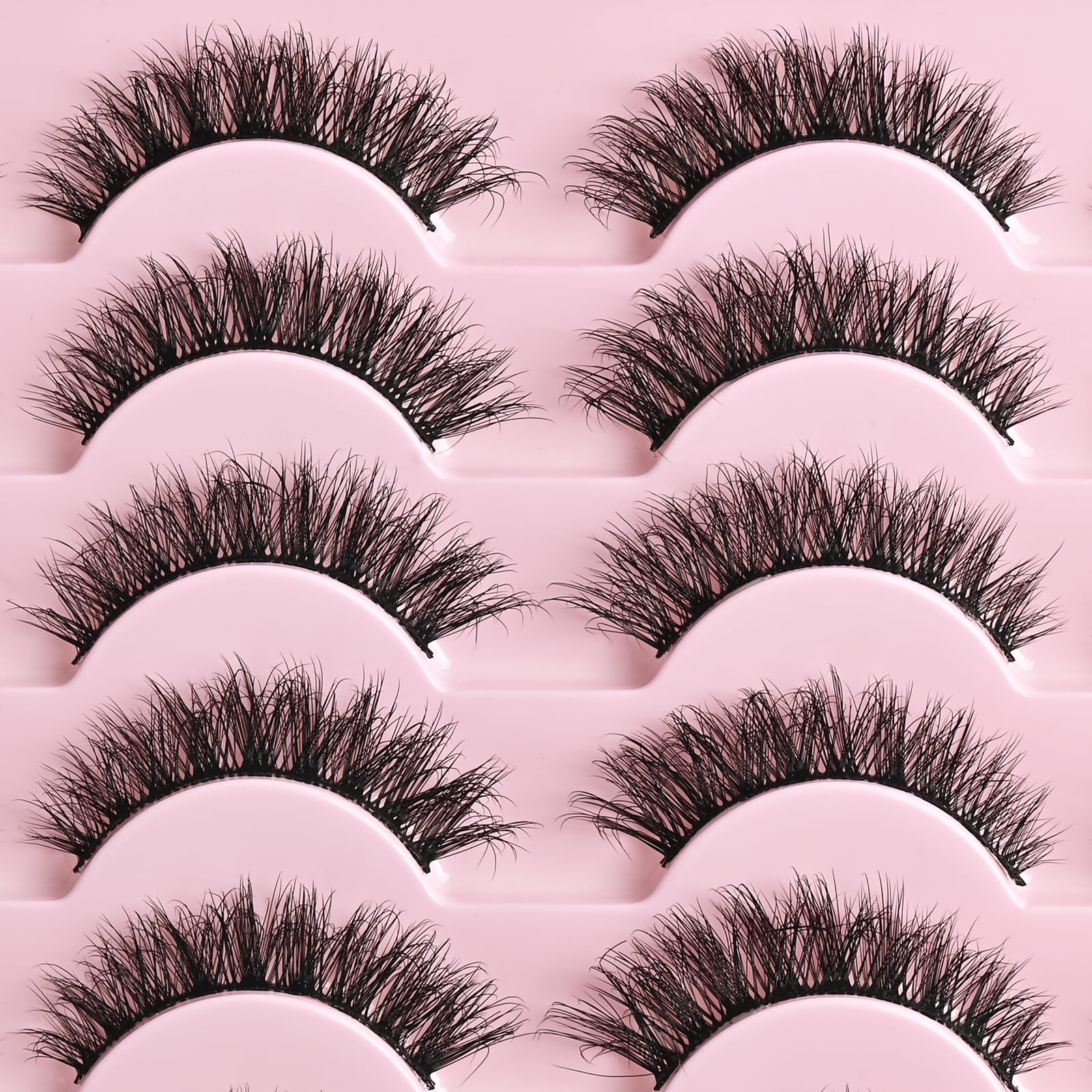 Lashes Wispy Künstliche Wimpern, Katzenaugen-Wimpern, natürliche künstliche Wimpern, Nerzstreifen, 14 Paar, leichte, flauschige Cateye-Wimpern, weiches Baumwollband, 8–14 mm, einfache Wimpern