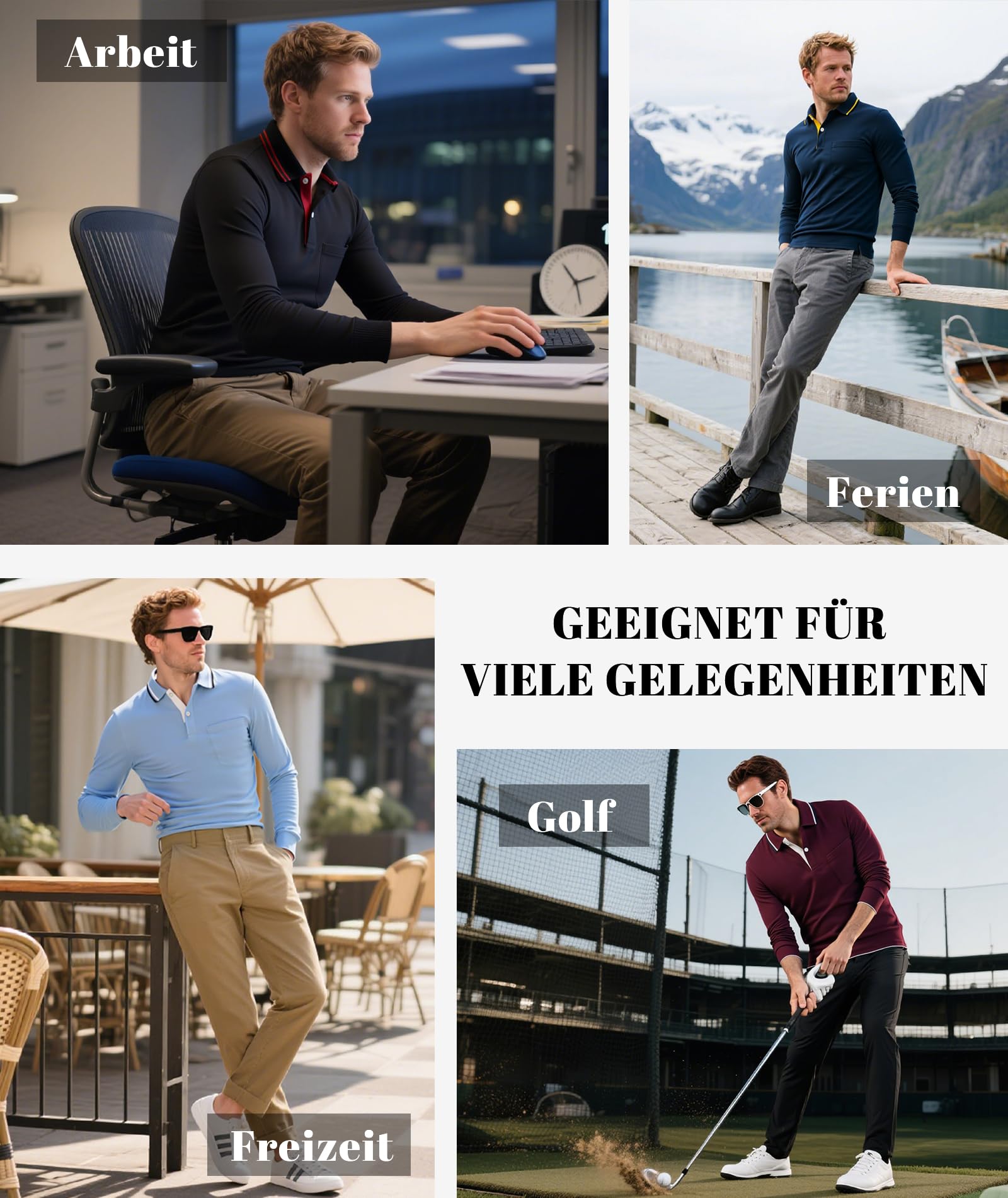 Marca: SwissWell SwissWell Polo de Manga Larga para Hombre Camiseta Polo Transpirable para Golf, Ligera, para Deportes al Aire Libre y Estilo Casual in use