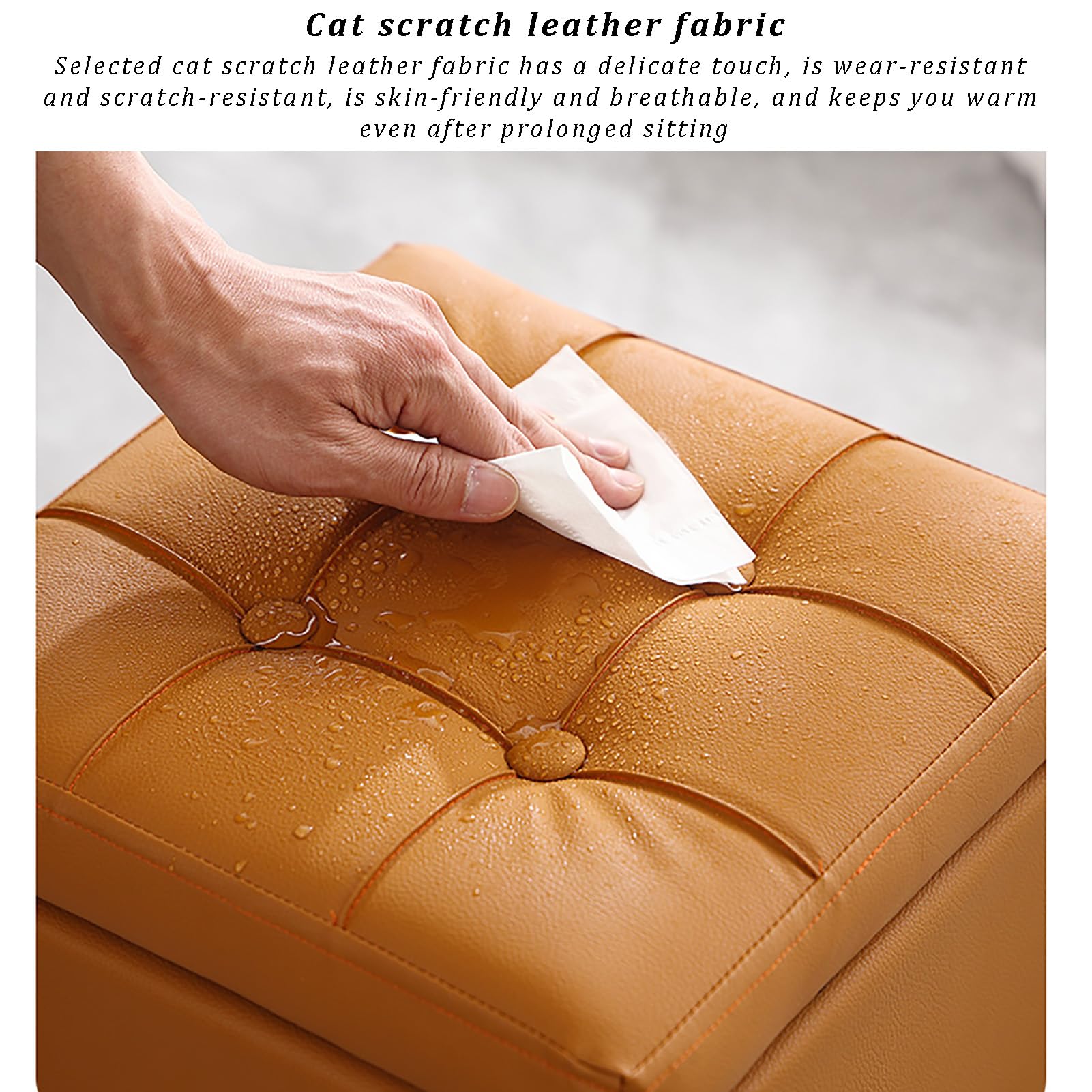 Pouf in ecopelle con contenitore, coperchio sollevabile, panca imbottita per scarpe, elegante sgabello poggiapiedi per soggiorno, camera da letto, ingresso