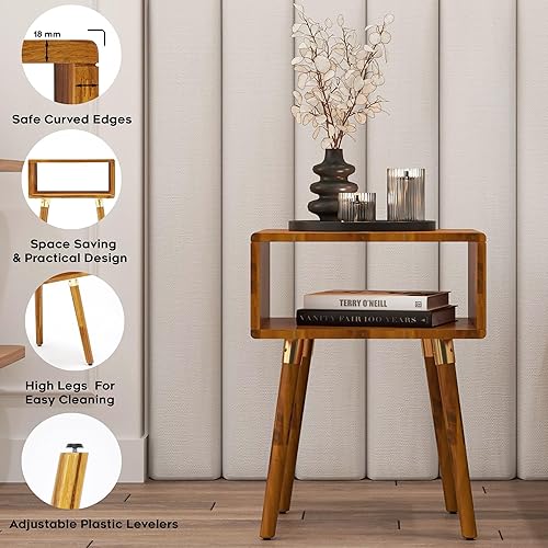 Miniatura 42 de Bme Dinkee - Base de cama de tamaño matrimonial sin cabecera, 15 pulgadas, minimalista y moderna, madera de acacia, 12 listones de madera para
