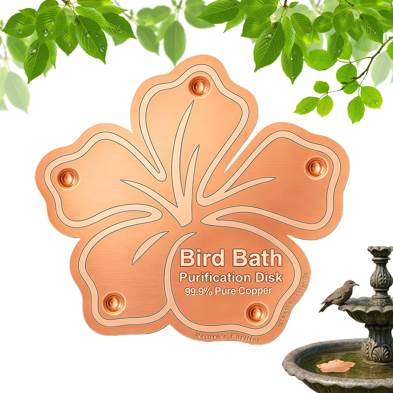 Jtxcreate Bird Bath Water Purifier Copper Weatherproof Physical Safe Panel