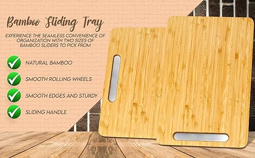 Miniatura 8 de Bandeja deslizante de bambú para cafetera y electrodomésticos de cocina pesados con ruedas giratorias debajo del gabinete, organizador de
