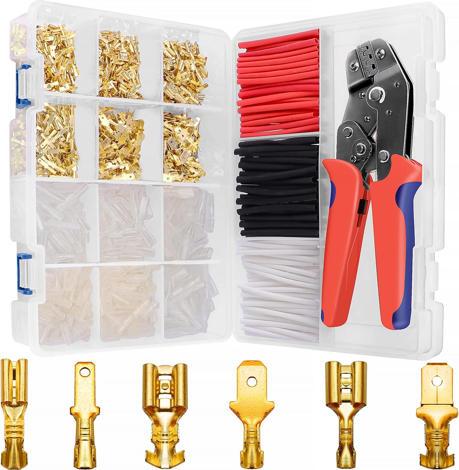 Wire Crimp Spade Terminal Connector Block with Ratchet Crimping Tool