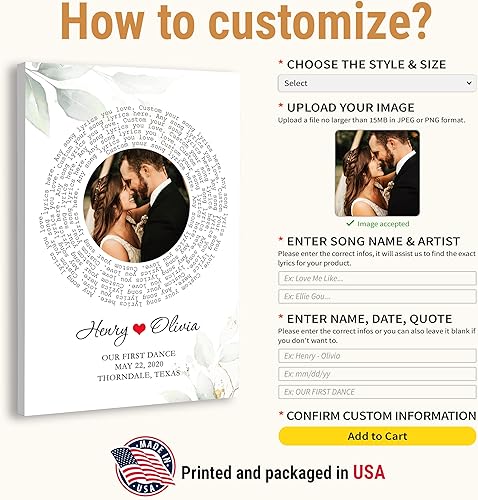 Vista 40 de VICILO Póster musical personalizado con letras de canciones, decoración sentimental perfecta, regalo de San Valentín para él, regalos de novio