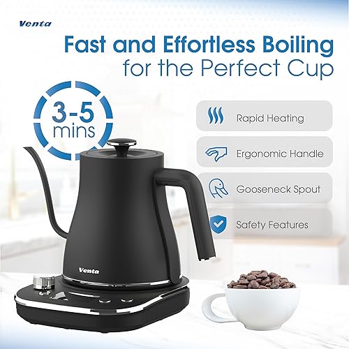 Miniatura 2 de Venta - Hervidor eléctrico de cuello de cisne con control de temperatura, 0.8 L, mantiene el calor, para café y té, tetera eléctrica de 1200 W,