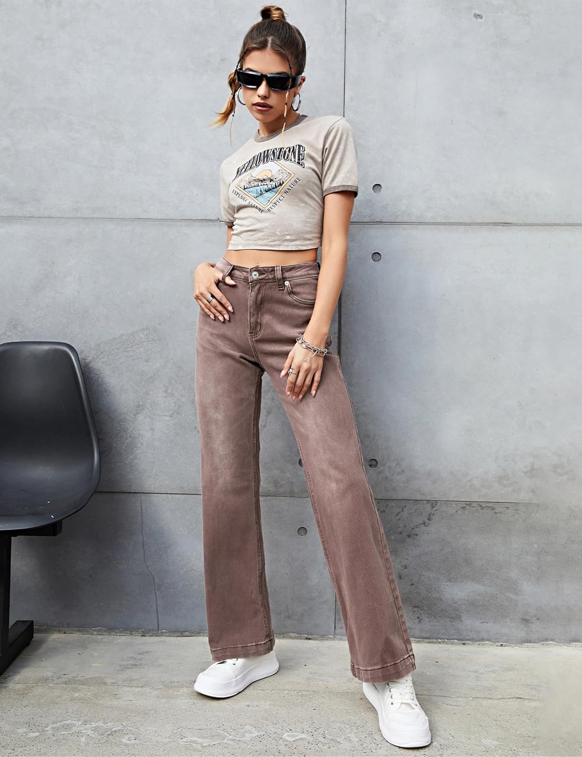 luvamia Wide Leg Jeans for Women High Waist Stretchy Classic Baggy Flare Jeans Denim Pants for Women - Image 6