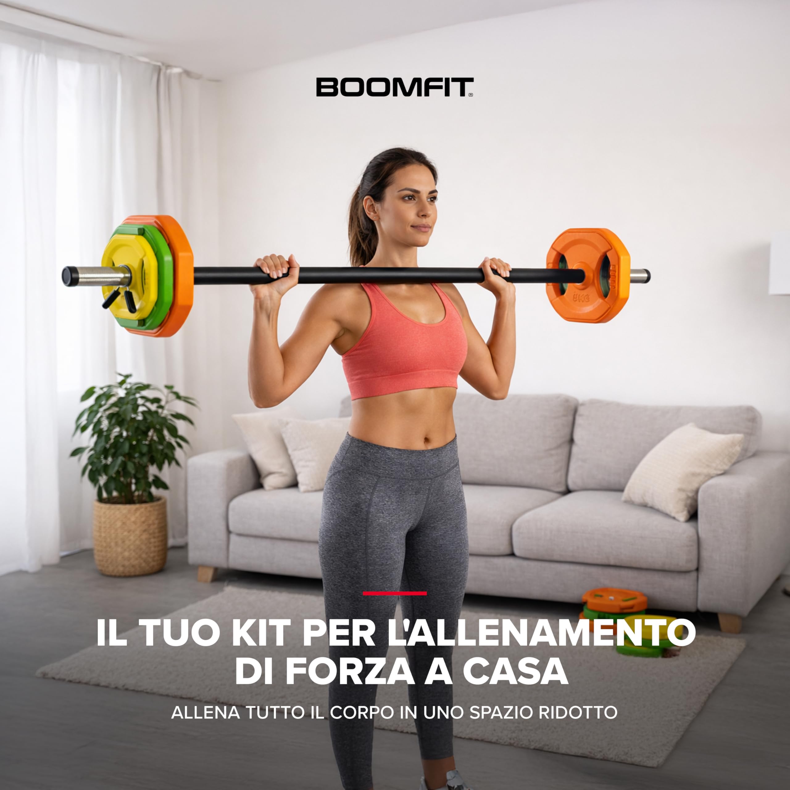 BOOMFIT Kit Set Pump Pro 20kg | Bilanciere Palestra Completo con Dischi | Per Lezioni Pump, Fitness di Gruppo e Cardio-Forza a Casa | Barra + Dischi 20kg Totali | Home Gym