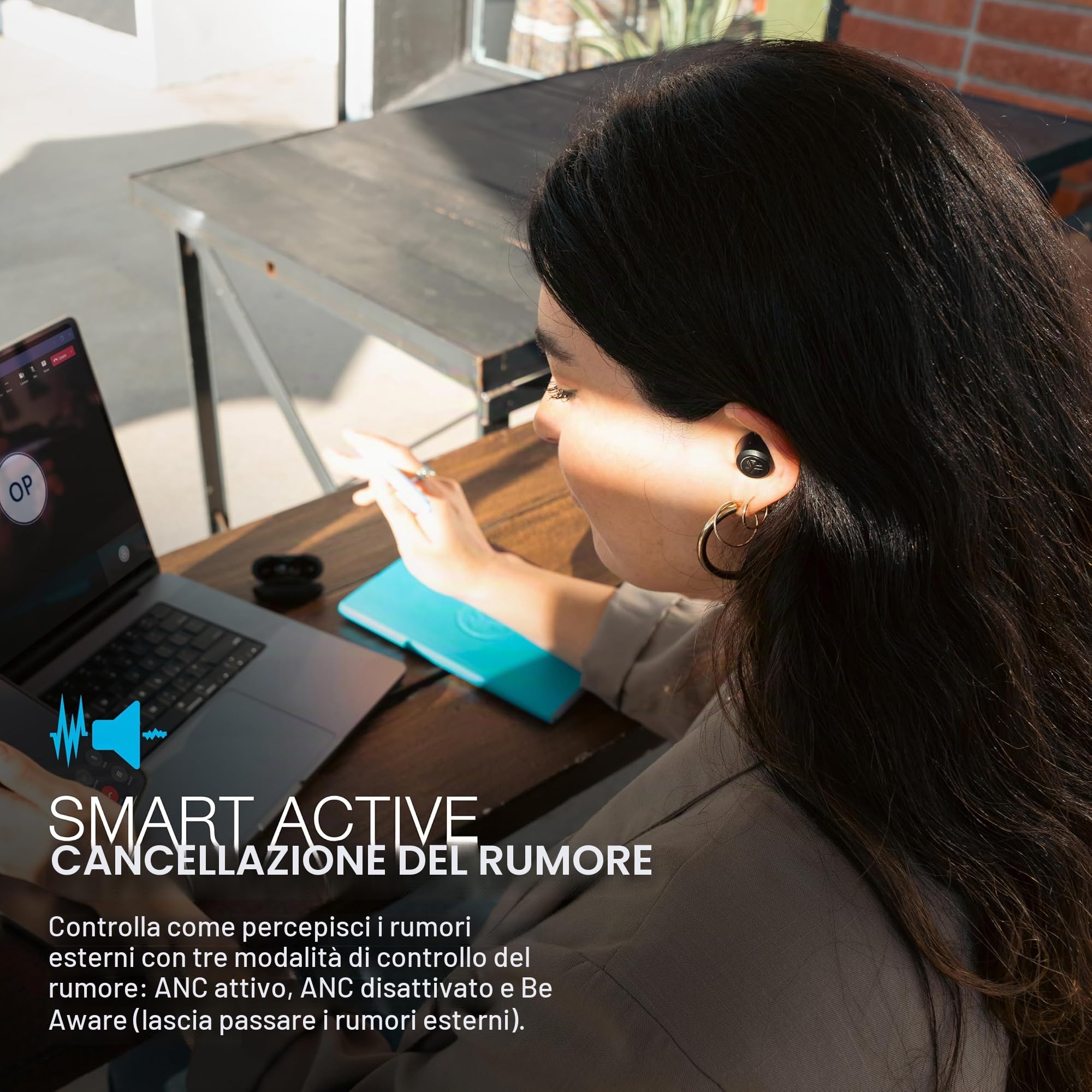 JLab JBuds ANC 3 Auricolari Bluetooth Cancellazione Rumore - 42h | Cancellazione Attiva del Rumore, 42 Ore, Cuffie Wireless IP55 Resistenti al Sudore, Suono EQ3, in-ear con Microfono