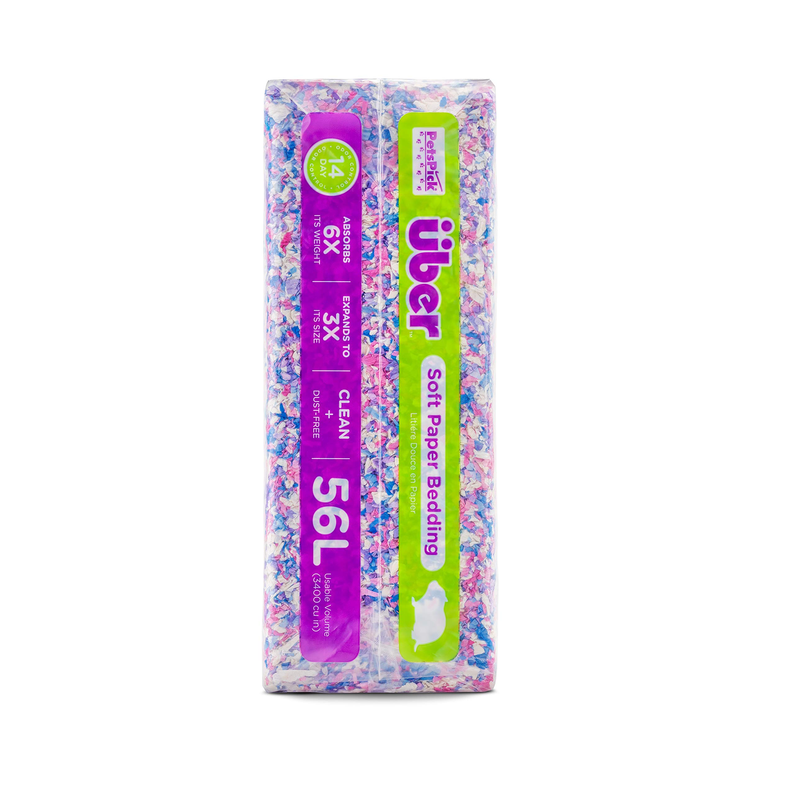 PETSPICK Uber Litière en papier souple pour petits animaux, confettis, 56 L