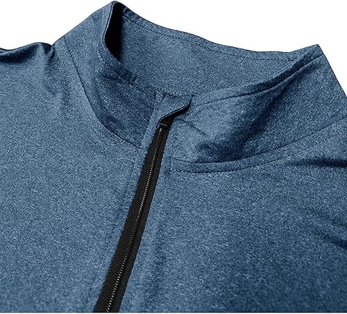 Miniatura 4 de Stand Up Collar T-Shirt Top for Men Zipper Solid Blouse Tunics Slim Fit Short Sleeve Pullover Tops Fitted Business