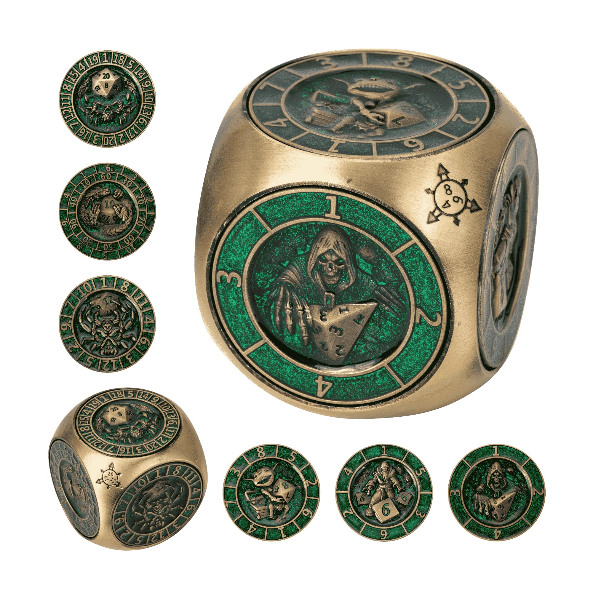 Cusdie 7-in-1 Spinner Dice Set – Unique Metal D&D Dice Set with Gift Box for Role Play Game Gifts