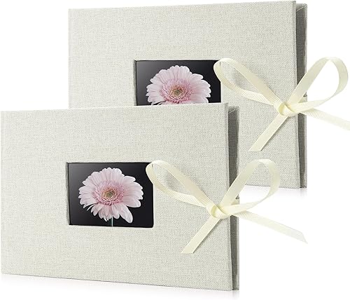 Paquete de 2 álbumes de fotos pequeños de 4 x 6 pulgadas, cada álbum de fotos tiene capacidad para 24 fotos horizontales, cubierta de lino con
