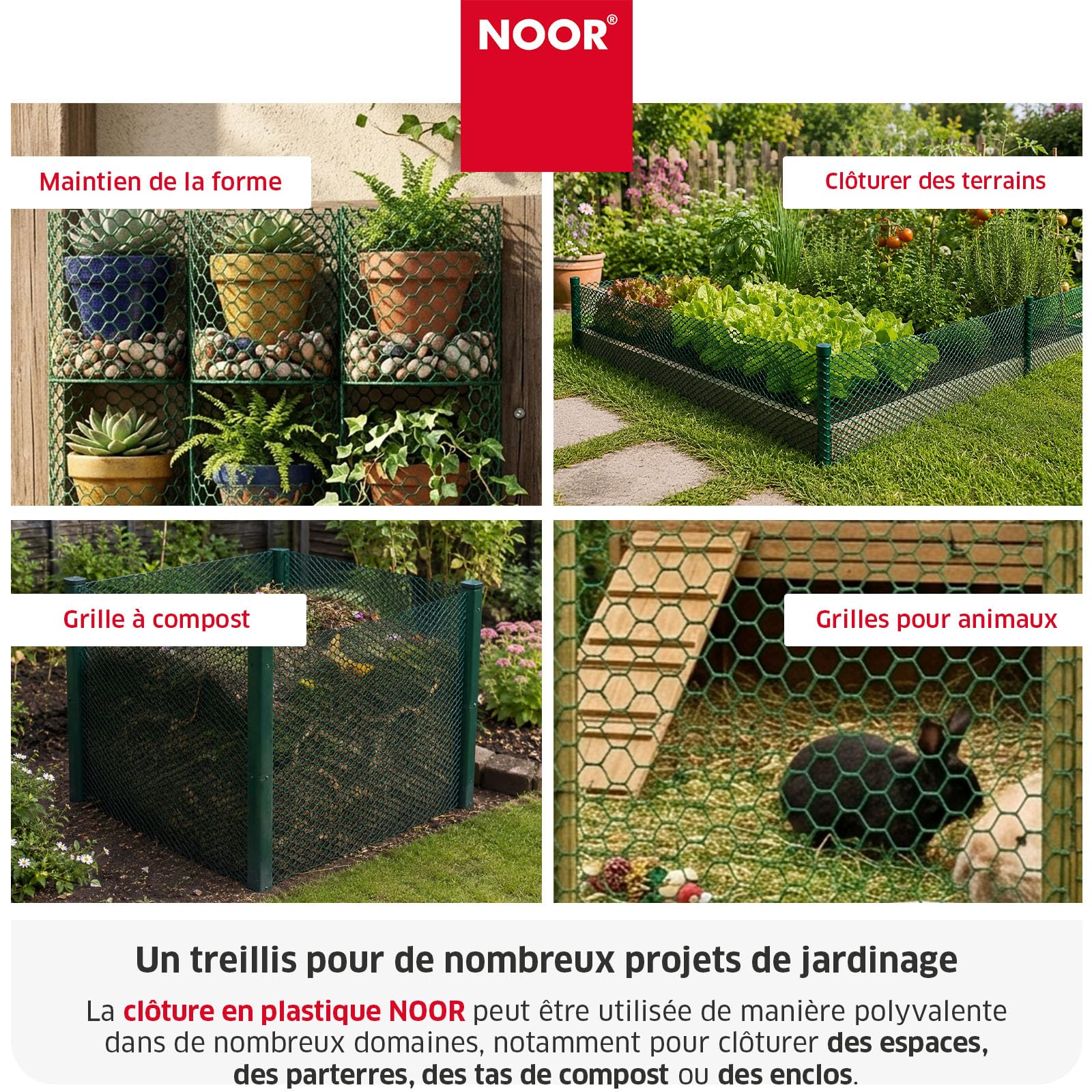 NOOR Clôture en Rouleau - Plastique HDPE 290 g/m² - 1 x 10 m Vert