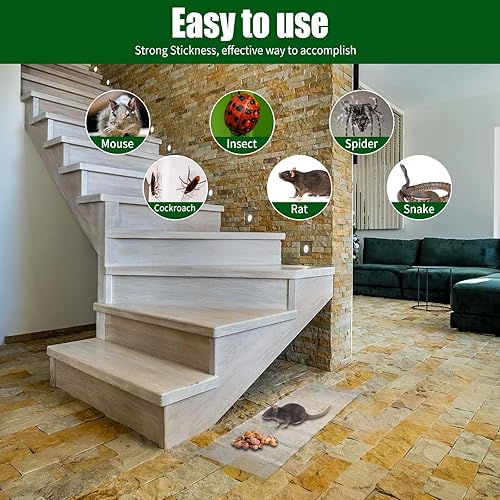 Miniatura 4 de Qualirey Paquete de 12 trampas adhesivas grandes para ratones de 24 pulgadas, pegamento adhesivo para cucarachas, control de plagas en interiores,