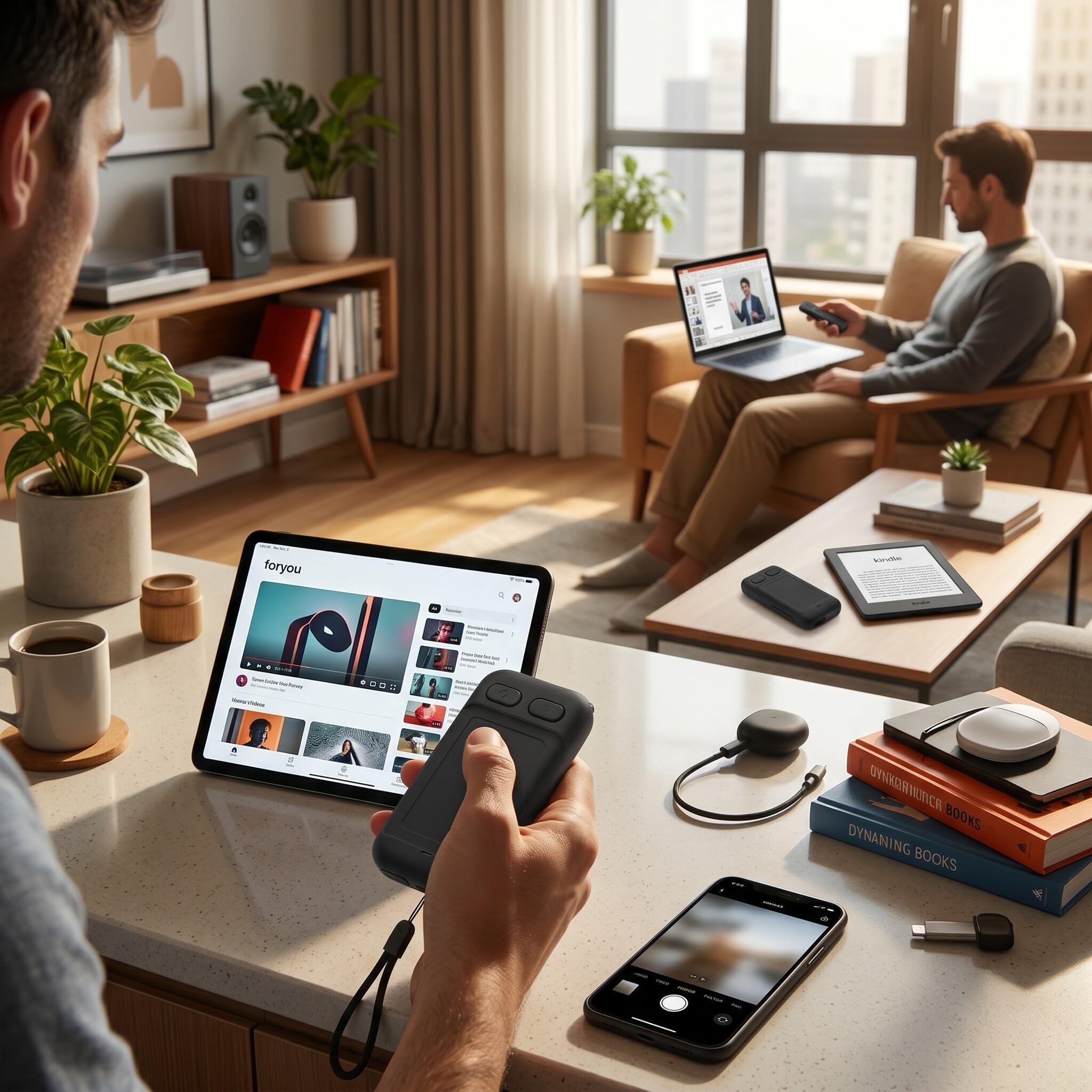Bluetooth Kamerafemote, Drahtloser Page Turner Touchpad Auslöser Steuerung für Lesen, Fotografie, Präsentationen, Schwarz, 1 Stück, USB C aufladbar, 10m Reichweite, 8 Plus
