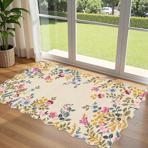 Othilic Colorful Floral Entry Rug 3x5 Washable Boho
