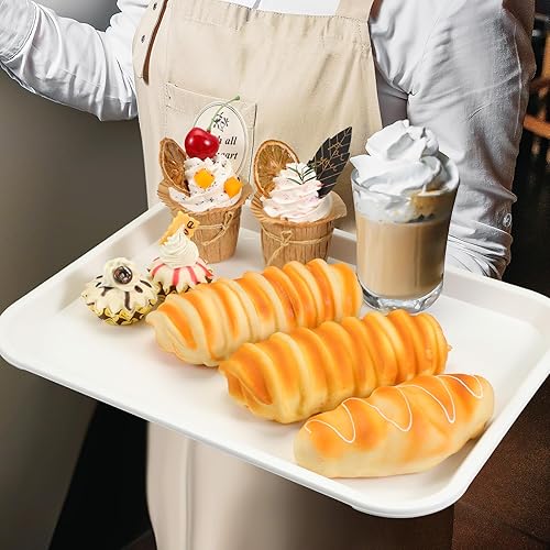 Miniatura 6 de Mifoci 24 bandejas de comida rápida a granel, bandejas de plástico para servir de 14 x 11 pulgadas, bandejas rectangulares para cafetería,