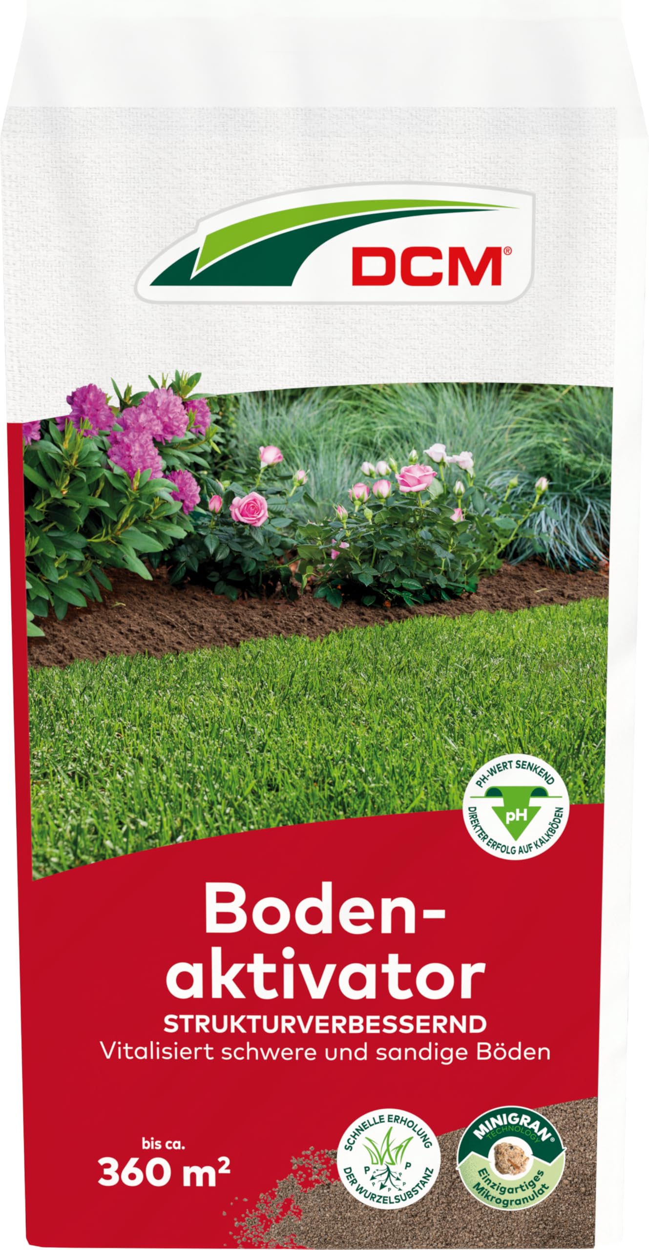 DCM Bodenaktivator - Bodenverbesserer - Mit MINIGRAN® TECHNOLOGY - Vertikutieren - organischer NPK-Dünger - 18 KG für 360qm