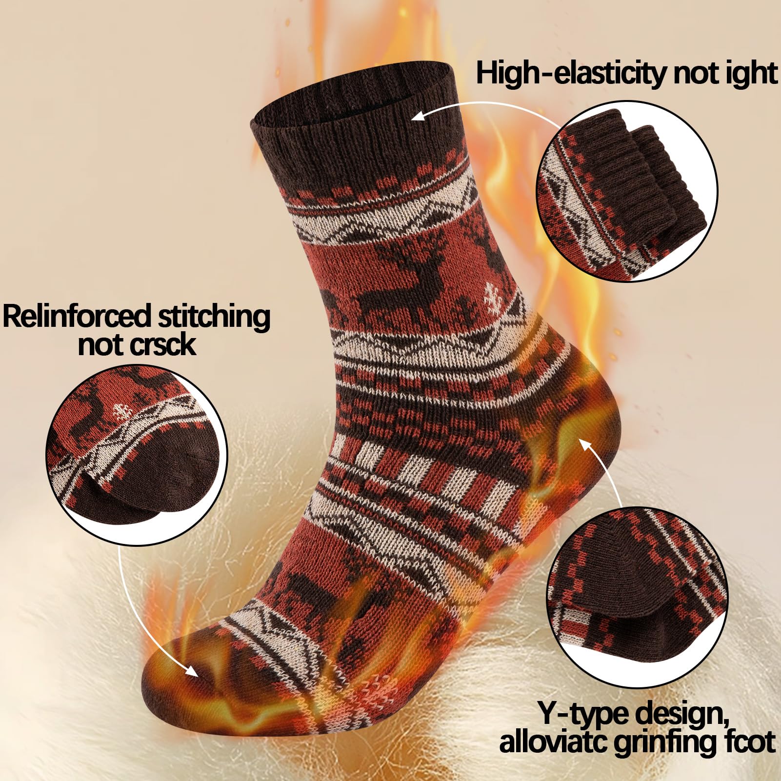 COOVAN Calcetines de lana para hombre, cálidos, de invierno, térmicos, gruesos, para clima frío, calcetines cómodos