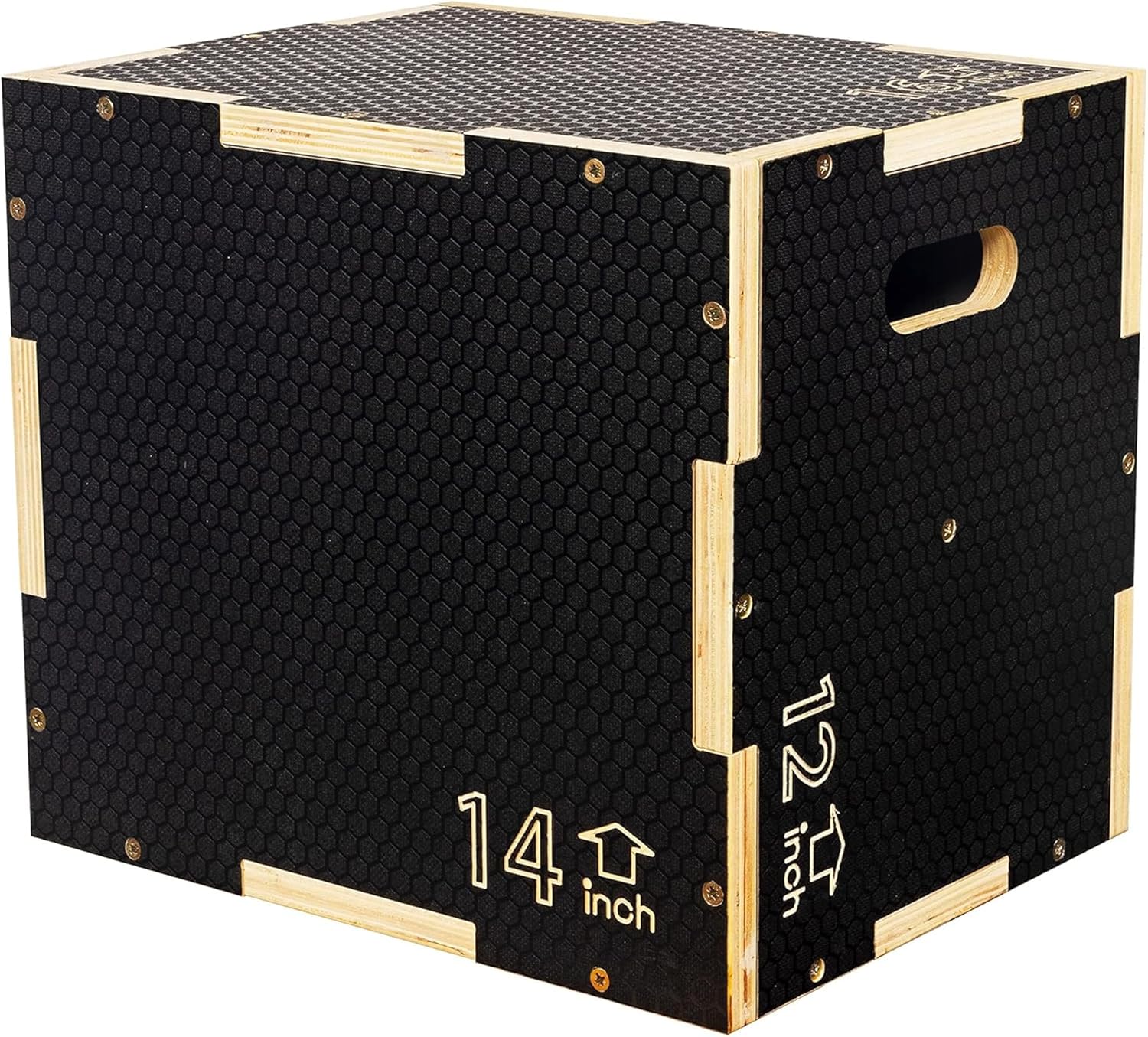 Fitvids 3 in 1 Non-Slip Wooden Plyo Box Jump Exercise Platform, Plyometric Workout Equipment for Home Gym, Training Step Box, Black, Multiple Sizes