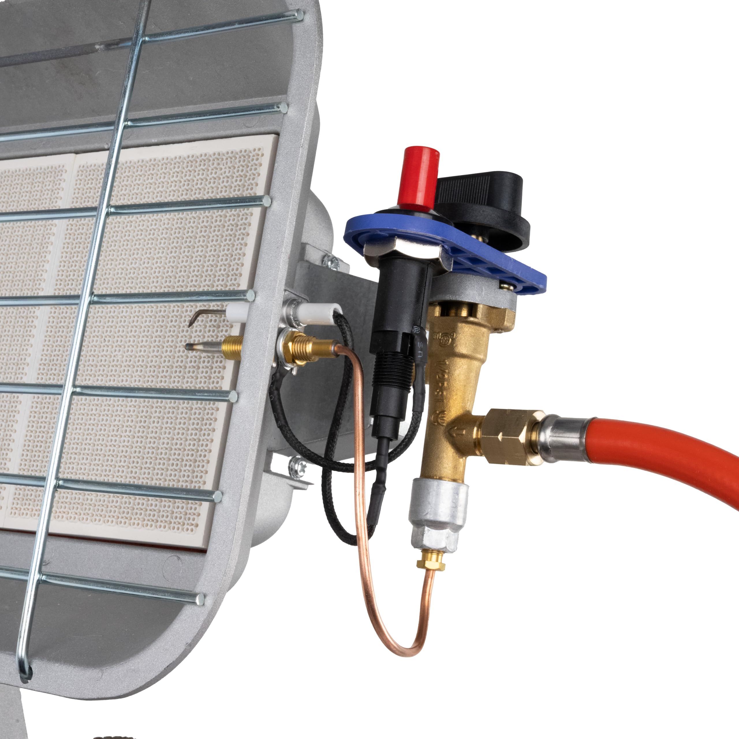 Güde Gasheizstrahler GHS 4200PIEZO (2,9-4,5 kW Heizleistung, 210-327 g/h Gasverbrauch, 40 cm Gasschlauch, rostfreier Reflektor, Schutzgitter, Druckminderer, Piezozündung, Thermosicherheitselement)