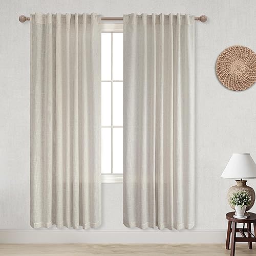 Miniatura 250 de KOUFALL Cortinas transparentes de lino de 90 pulgadas, cortinas para Sala Modernas 2025 De Lino Elegantes, cortinas personalizadas con pestaña