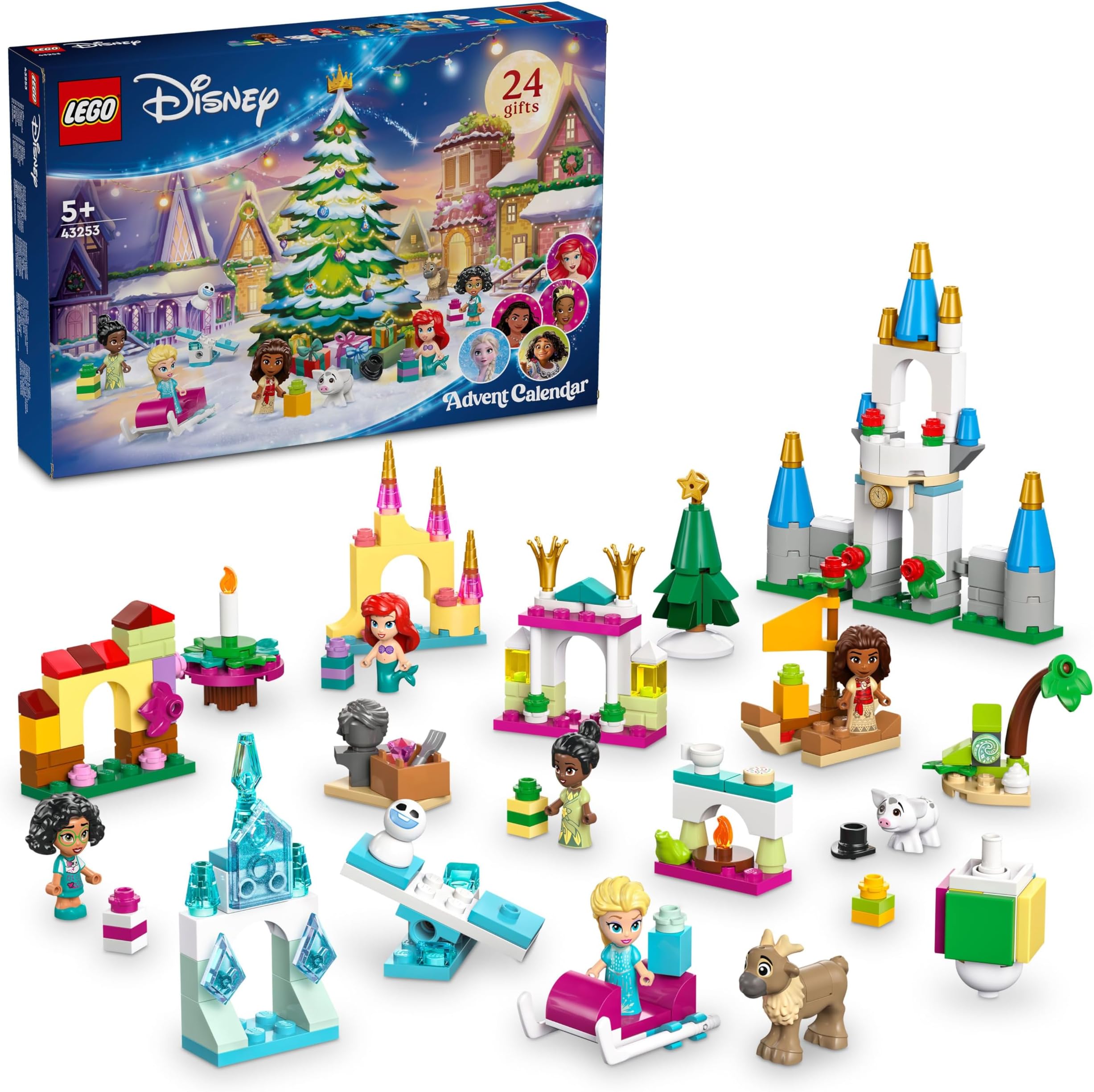 ǀ Disney Advent Calendar 2024 Christmas Building Set for Kids with 8 Characters 43253