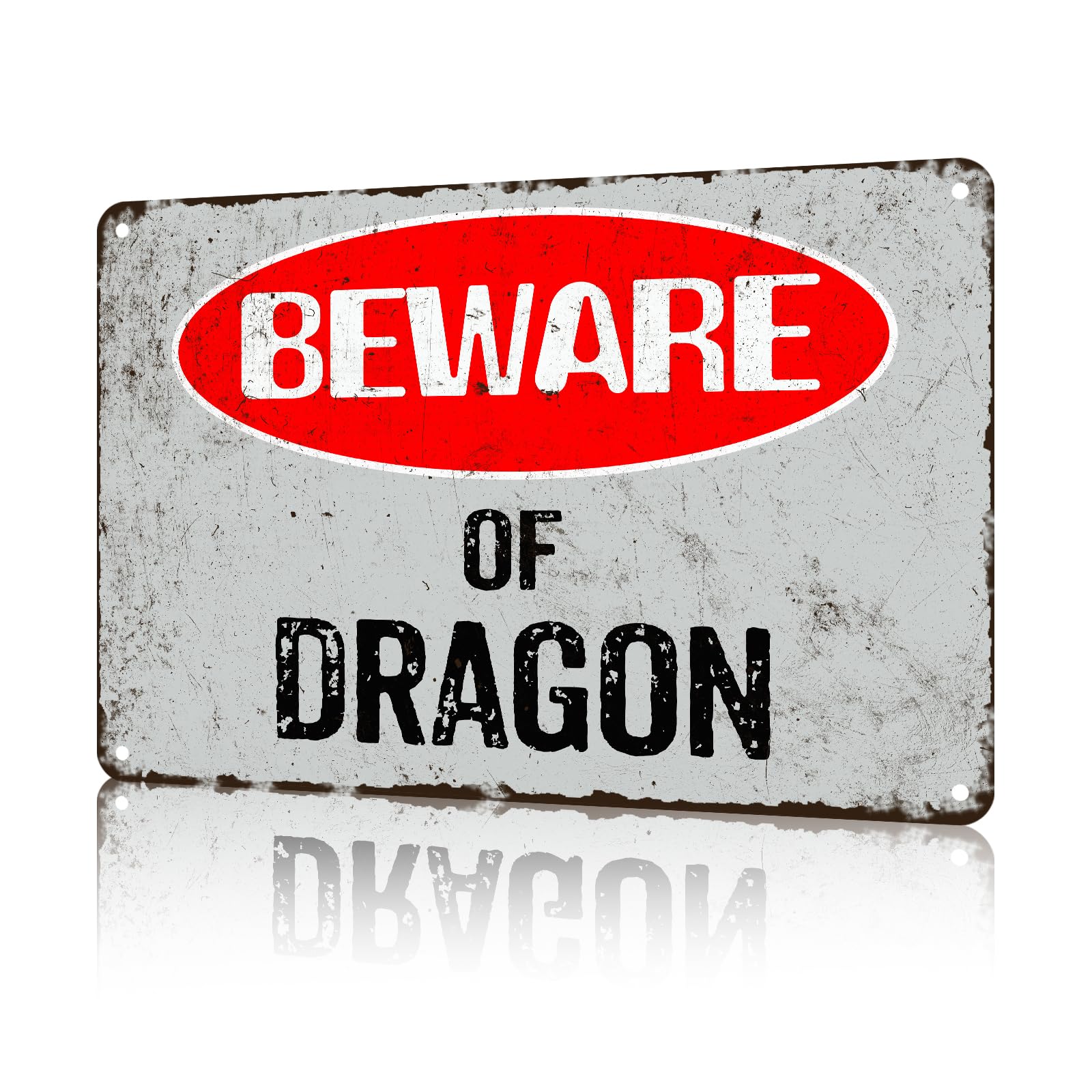 Anceky Funny Wall Decor Beware Of Dragon Vintage Metal Signs Tin Sign for Home Outdoor Wall Decor 12×16 Inch