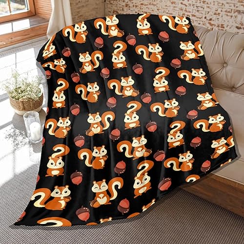 Manta de ardilla, regalos de ardilla para niños, mantas de felpa con estampado de animales, colcha suave y ligera para decoración de dormitorio,